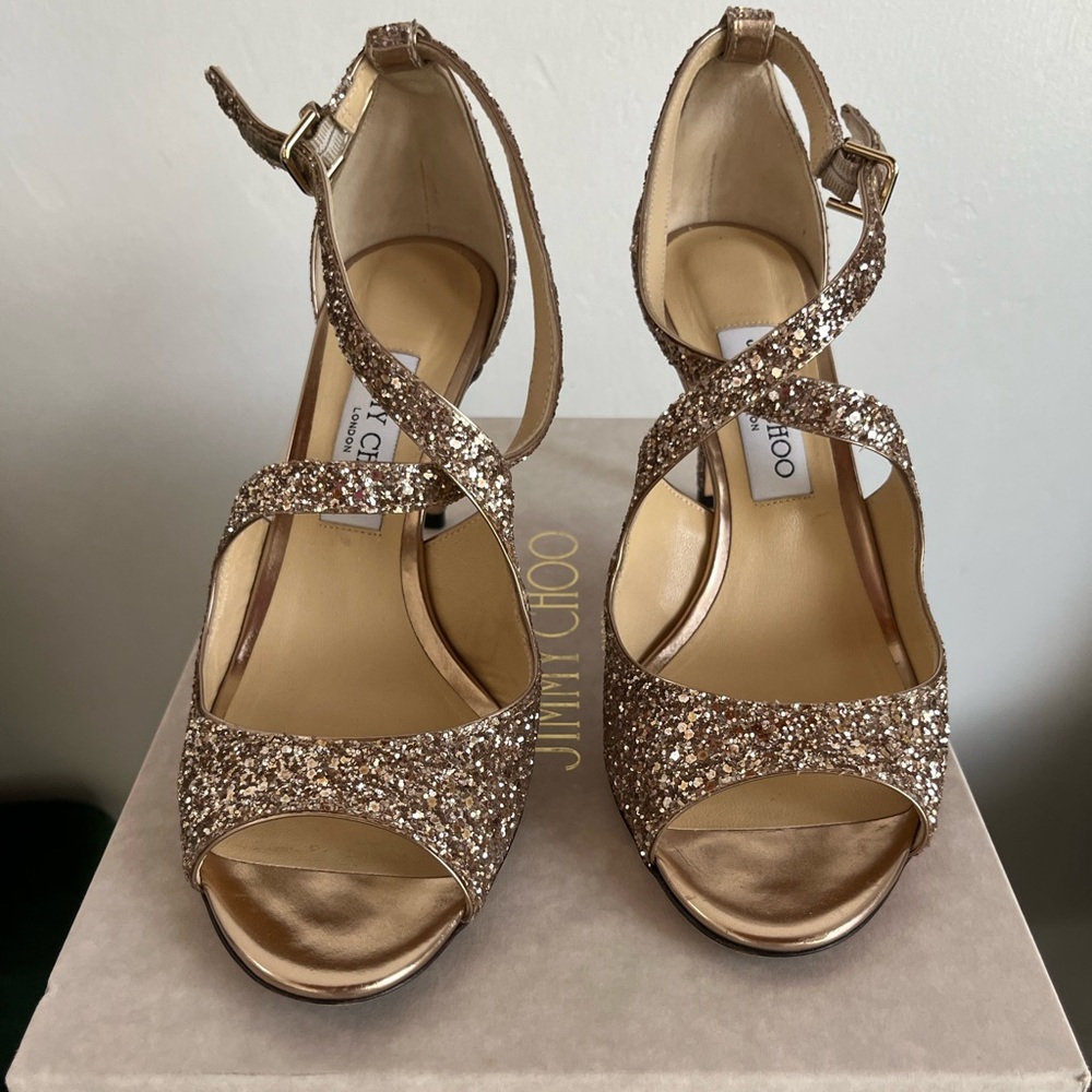 Jimmy Choo Gold Glitter Women's Sandals